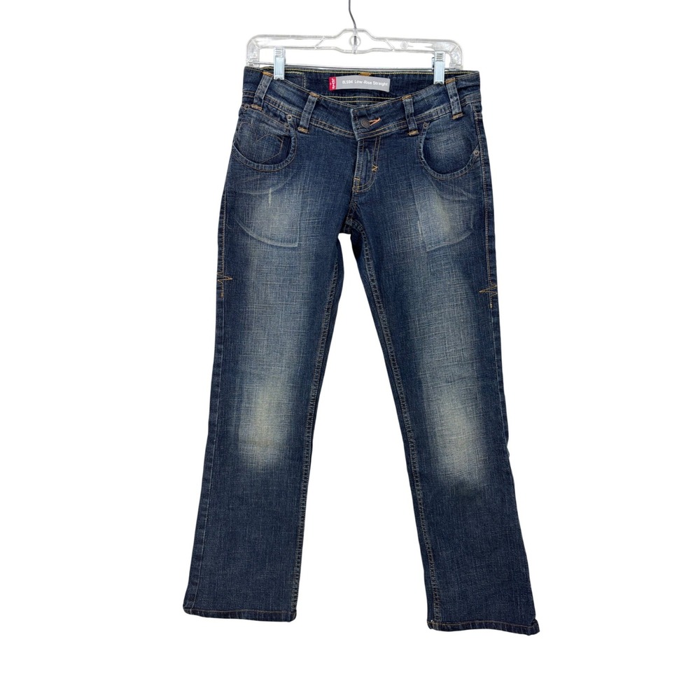 Vintage Y2K Levi's Low Rise Straight Jeans Dark Wash Denim Heart Women's 28